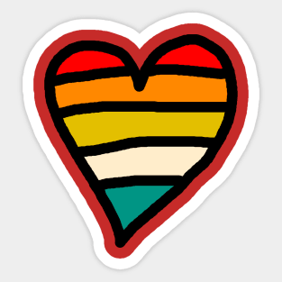 Retro Sunset Heart Sticker